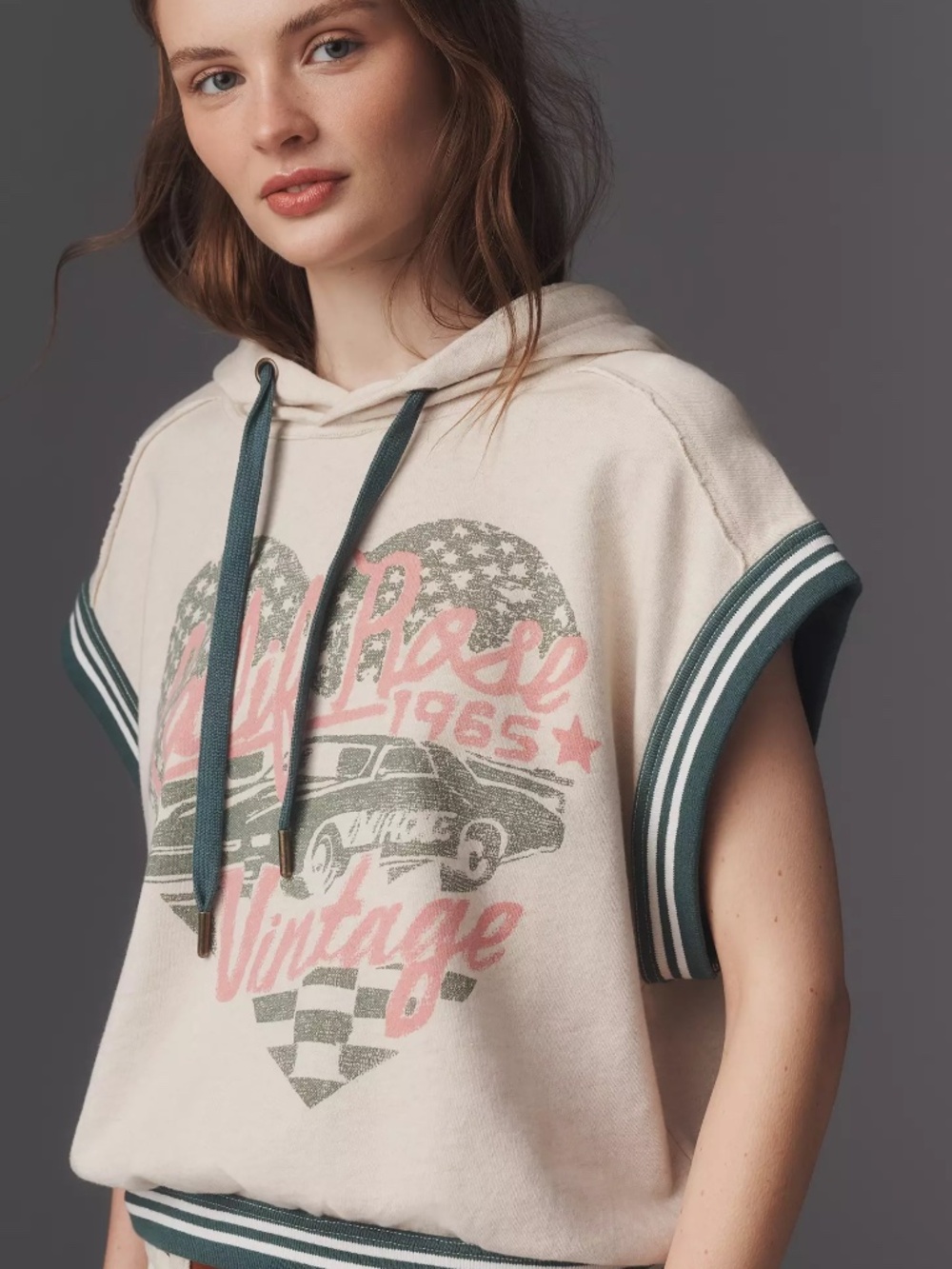 Anthropologie Pilcro Graphic Muscle Hoodie Slightly Cropped Sweatshirt Top nwt S